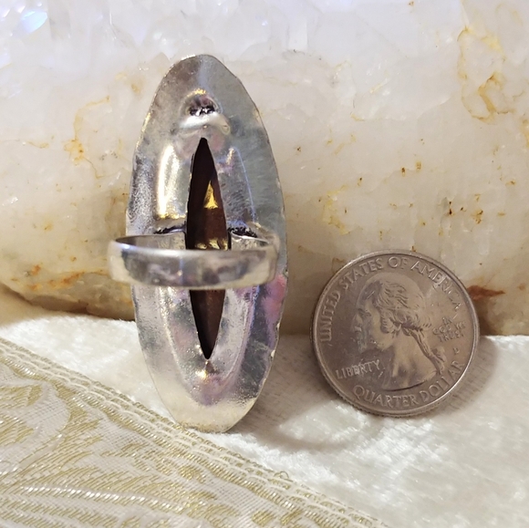 NWOT Dramatic Natural Red Moss Agate Ring .925 Sterling Overlay - Picture 3 of 3